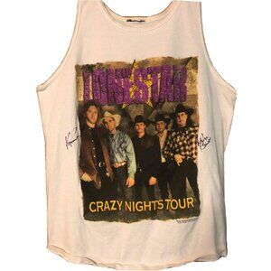 Lone Star 1997 All Band Autograph Crazy Night Tour White Tank Top